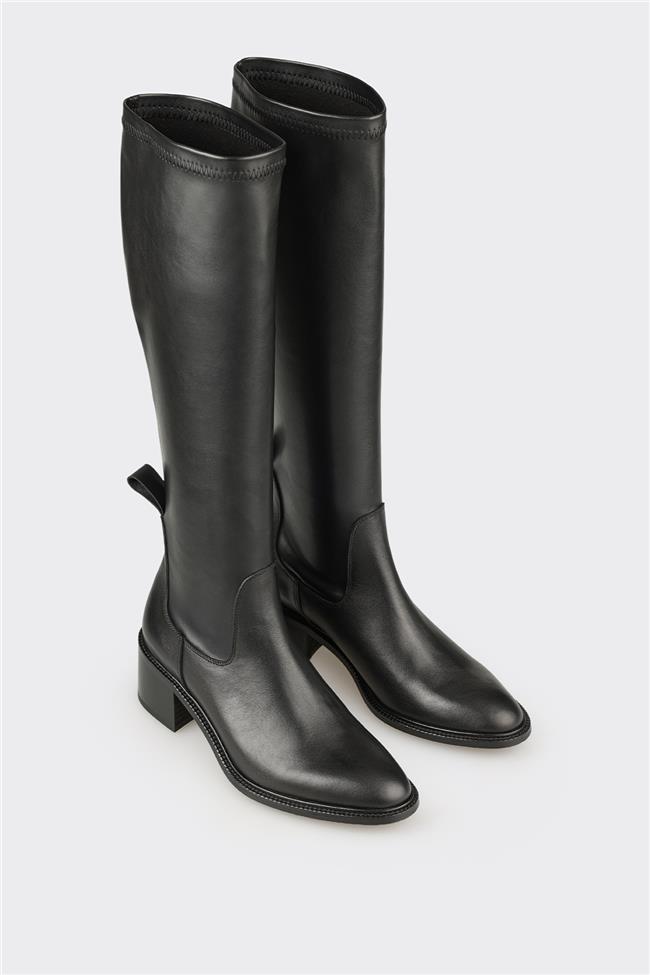 Siyah Kadın Orta Topuk Çizme