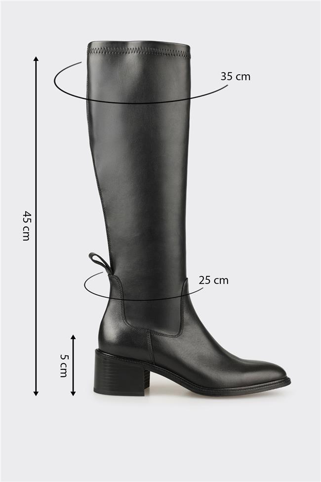 Siyah Kadın Orta Topuk Çizme