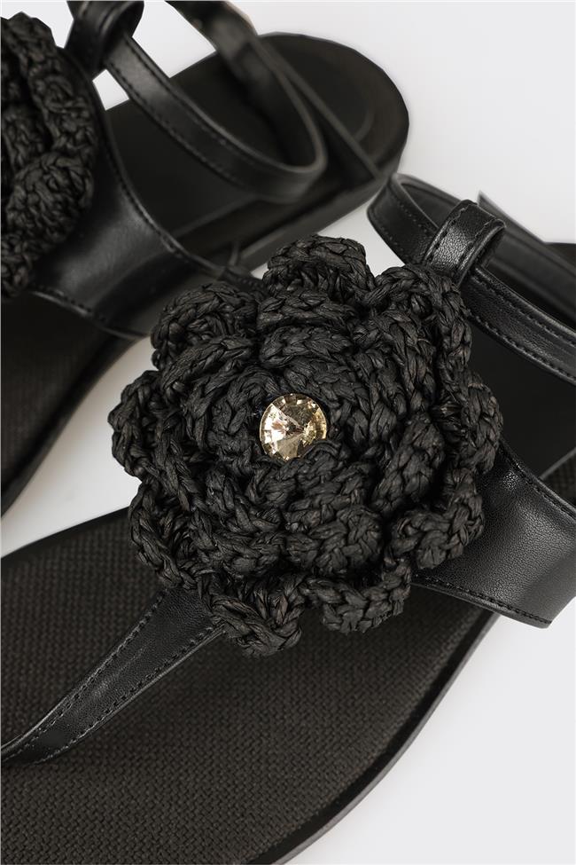 Siyah Kadın Parmak Arası Sandalet