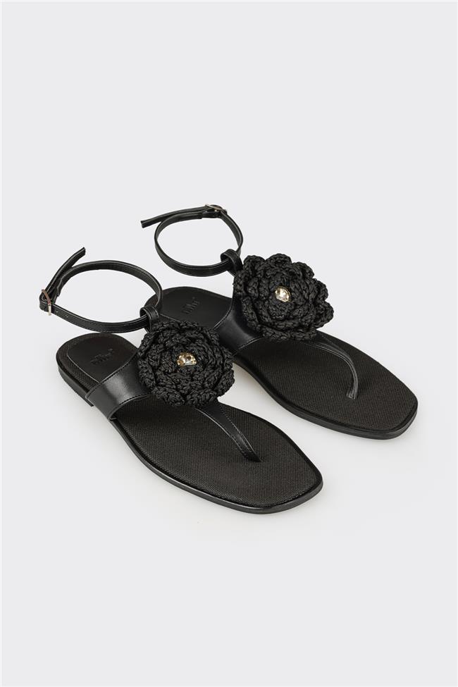 Siyah Kadın Parmak Arası Sandalet