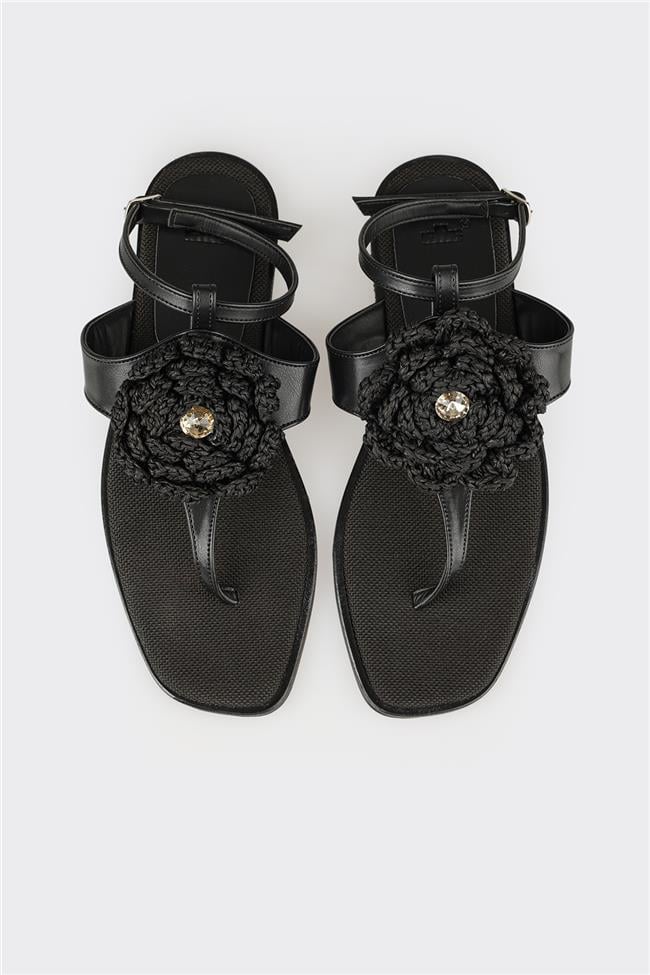Siyah Kadın Parmak Arası Sandalet