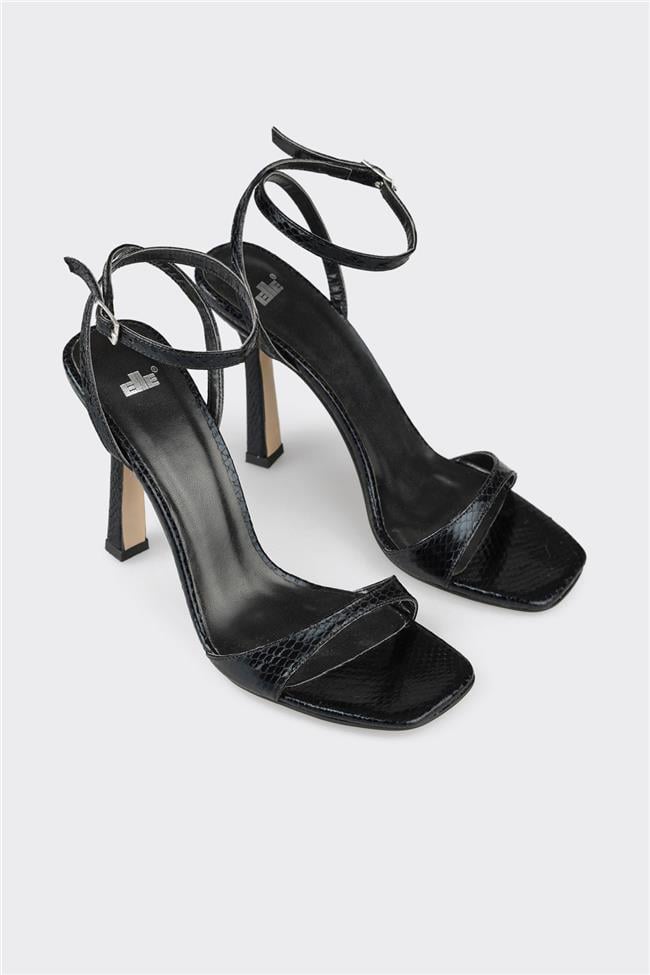 Siyah Kadın Topuklu Sandalet