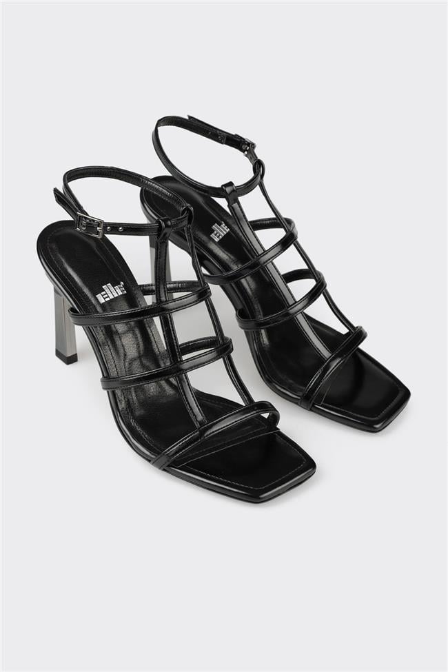 Siyah Kadın Topuklu Sandalet