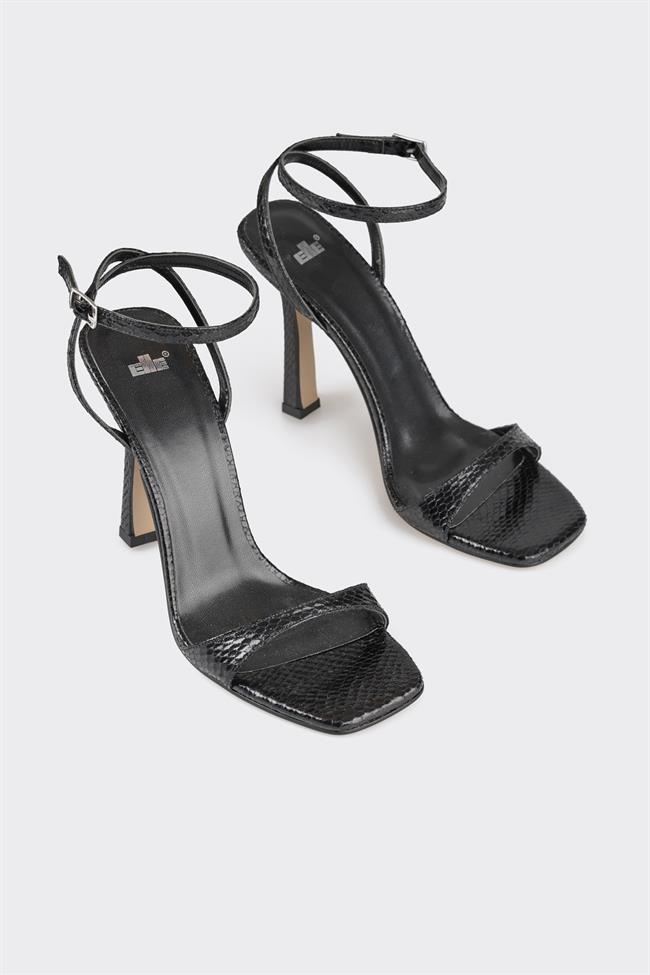 Siyah Kadın Topuklu Sandalet