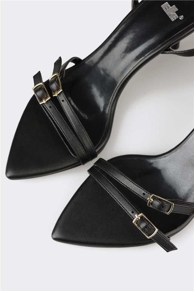 Siyah Kadın Topuklu Sandalet
