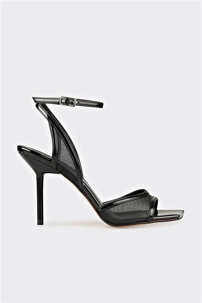 Siyah Kadın Topuklu Sandalet