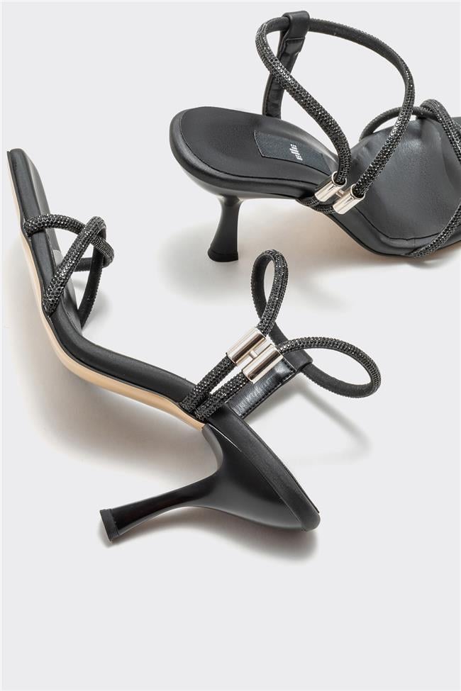 Siyah Kadın Topuklu Sandalet