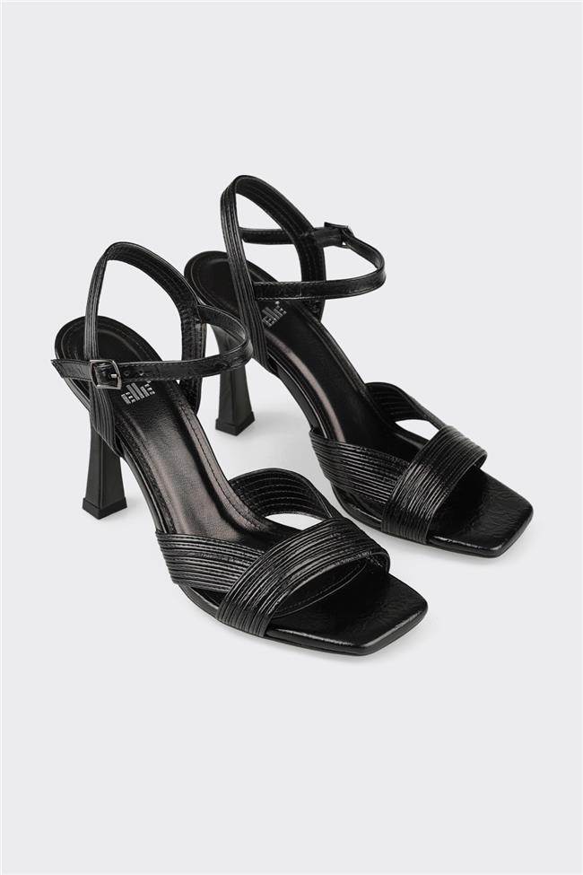 Siyah Kadın Topuklu Sandalet