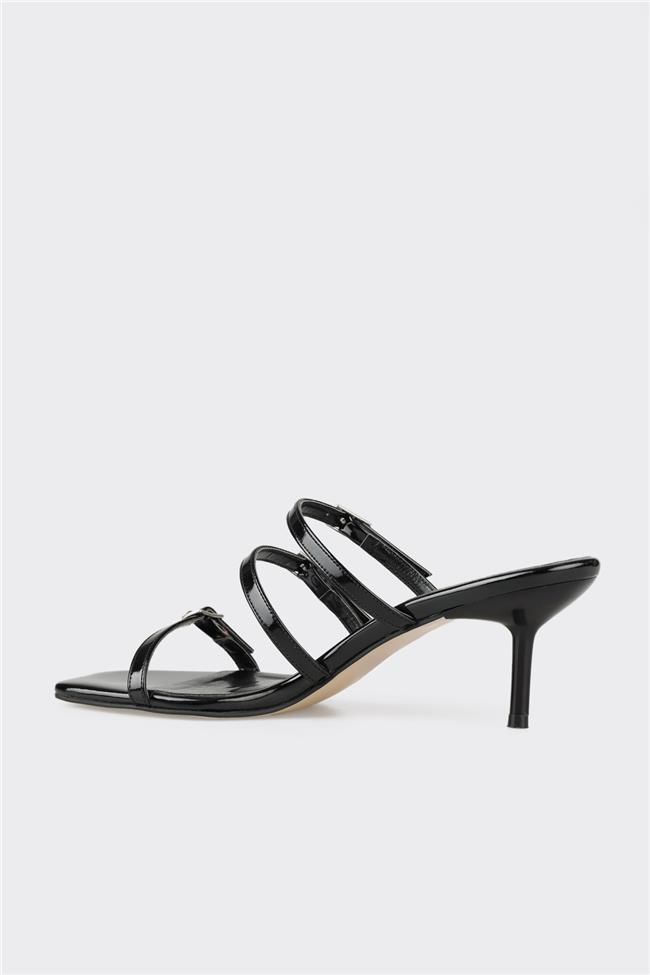 Siyah Kadın Topuklu Terlik