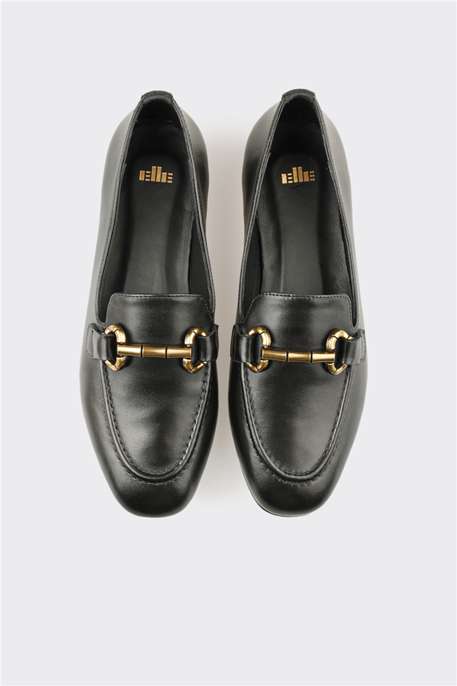 Siyah Deri Kadın Günlük Ayakkabı