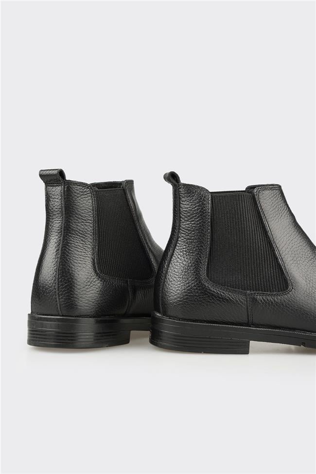 Siyah Deri Erkek Günlük Bot