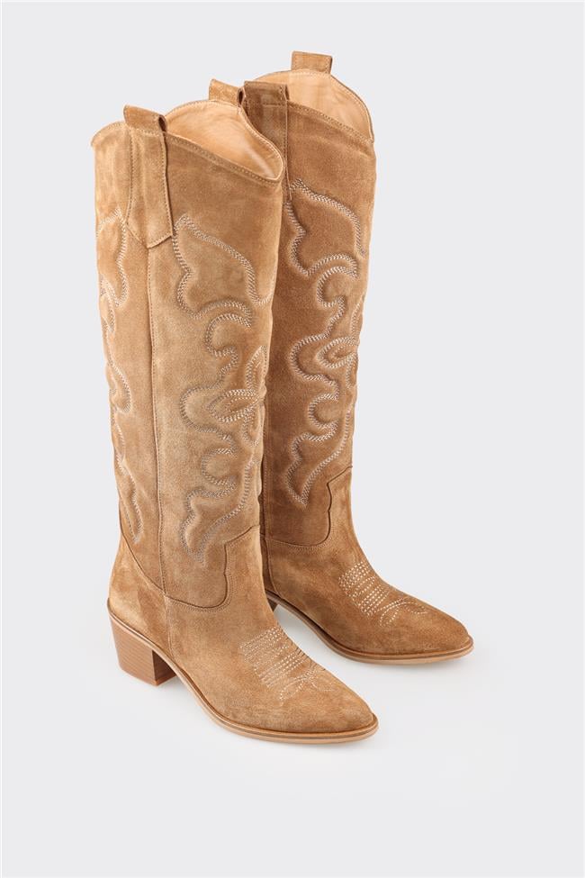 Taba Deri Kadın Çizme