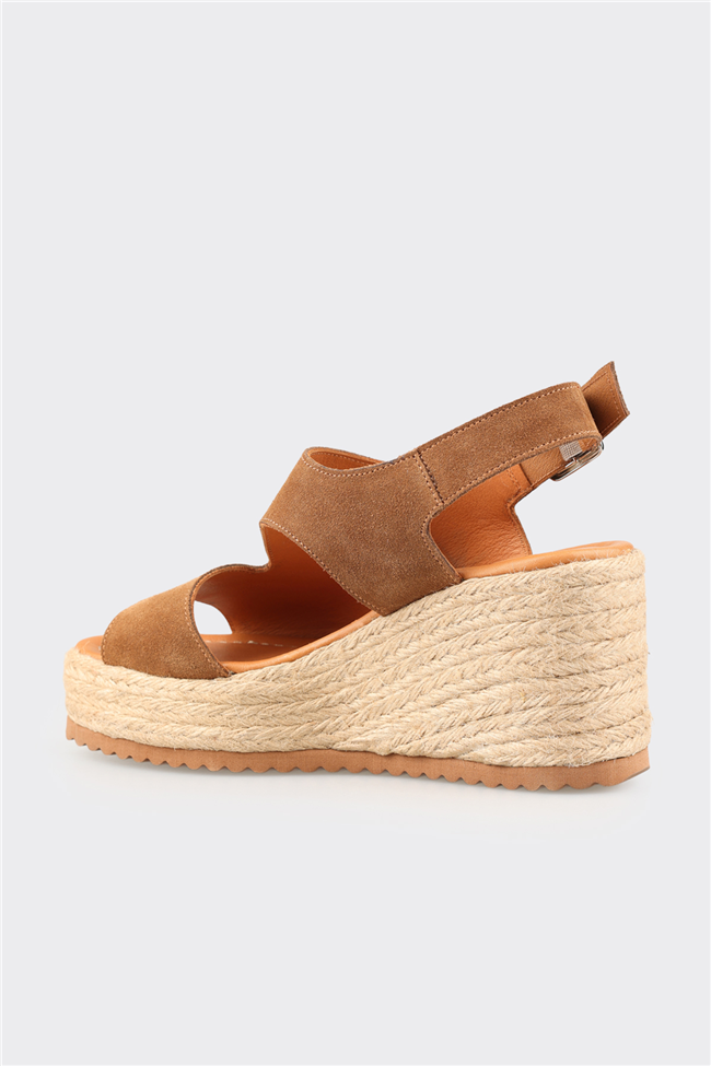 Taba Deri Kadın Dolgu Topuk Espadril