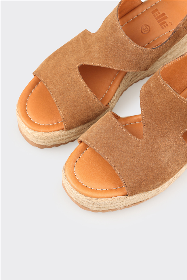 Taba Deri Kadın Dolgu Topuk Espadril