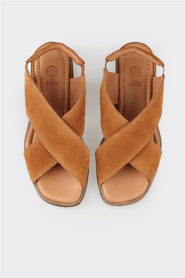 Taba Deri Kadın Düz Sandalet