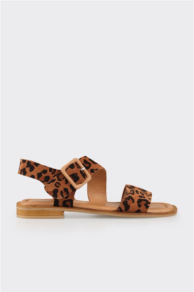 Taba Deri Kadın Düz Sandalet