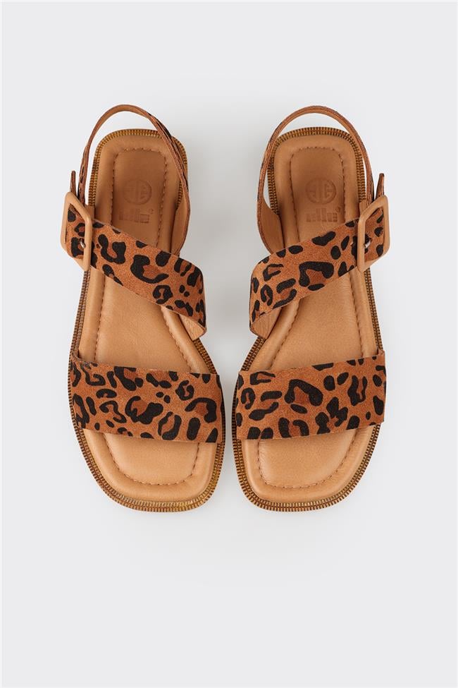 Taba Deri Kadın Düz Sandalet