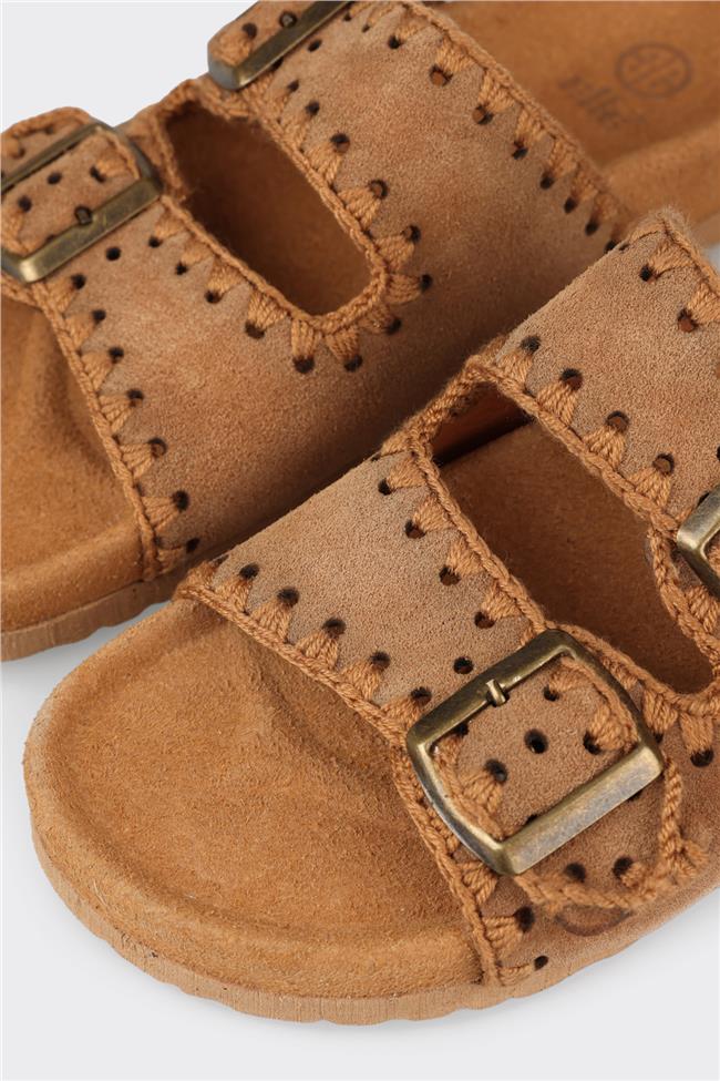 Taba Deri Kadın Düz Terlik