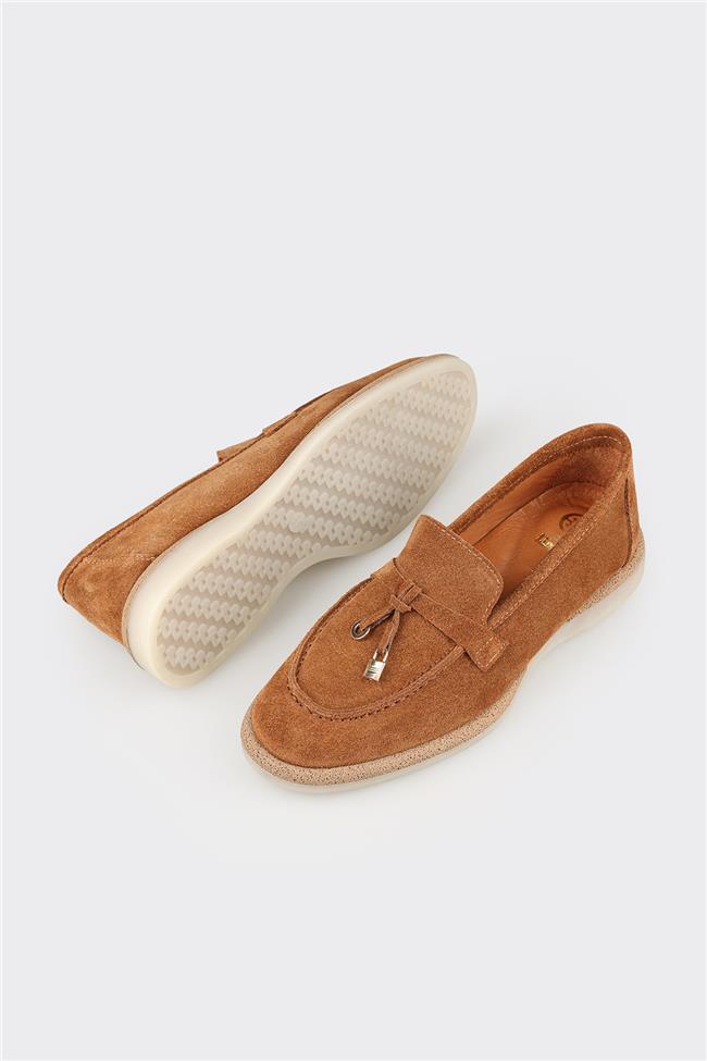 Taba Deri Kadın Günlük Ayakkabı