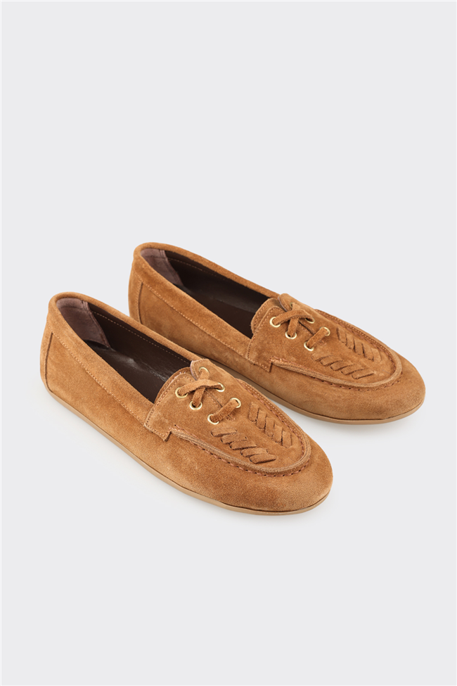 Taba Deri Kadın Günlük Ayakkabı