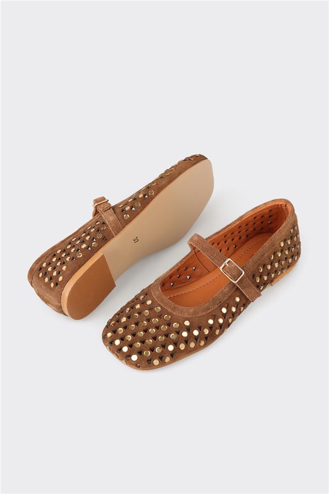 Taba Deri Kadın Günlük Ayakkabı