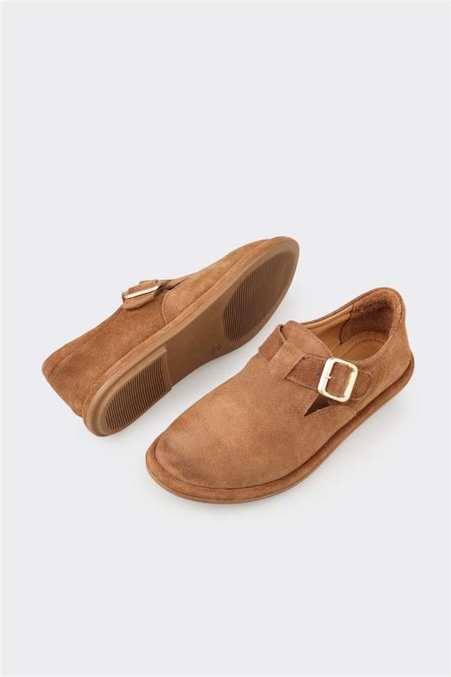 Taba Deri Kadın Günlük Ayakkabı