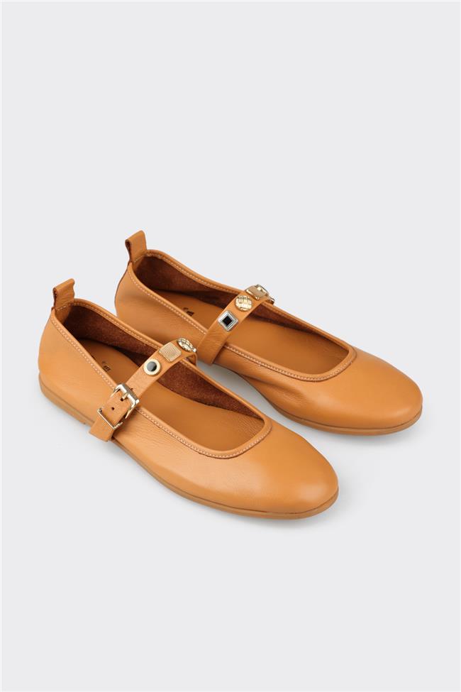 Taba Deri Kadın Günlük Ayakkabı