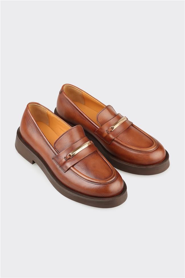 Taba Deri Kadın Günlük Ayakkabı