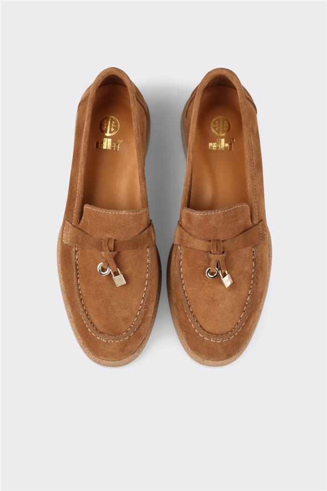 Taba Deri Kadın Günlük Ayakkabı