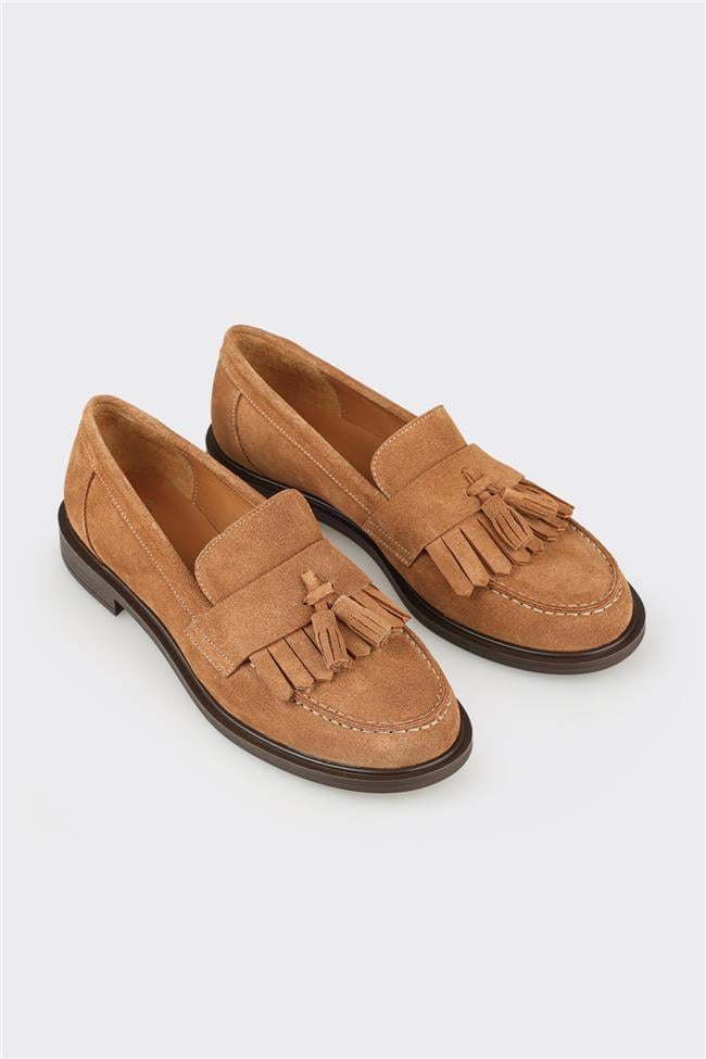 Taba Deri Kadın Günlük Loafer
