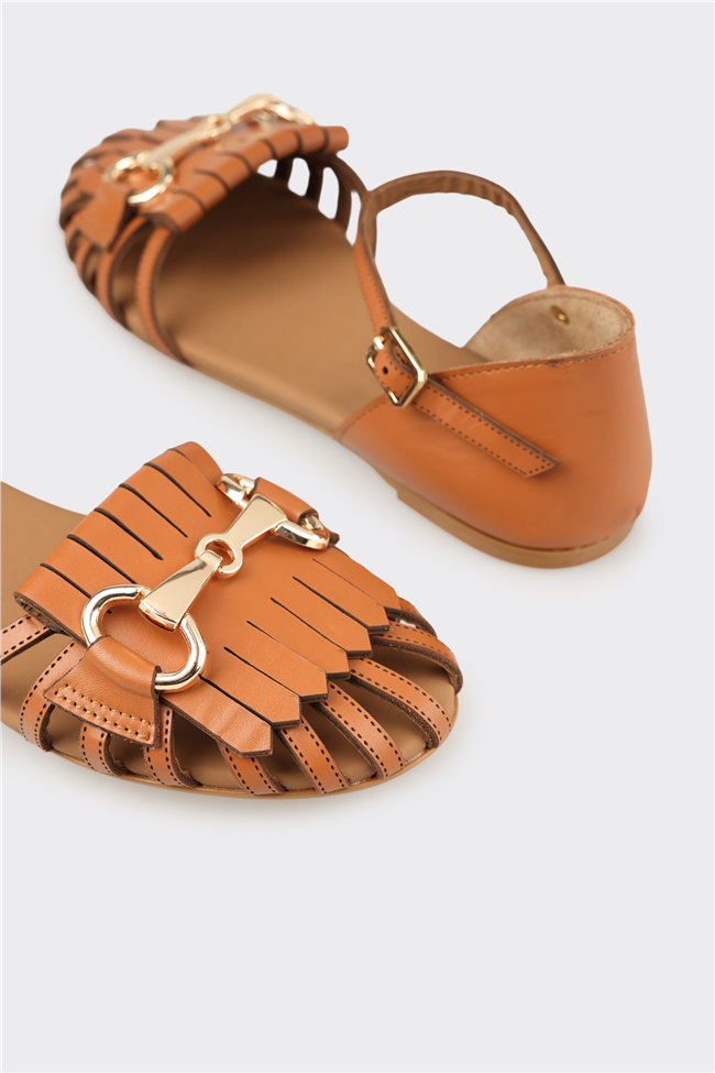 Taba Deri Kadın Günlük Sandalet