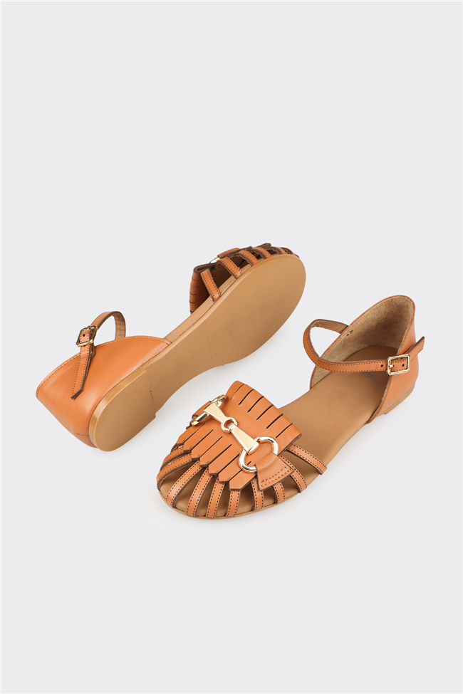 Taba Deri Kadın Günlük Sandalet