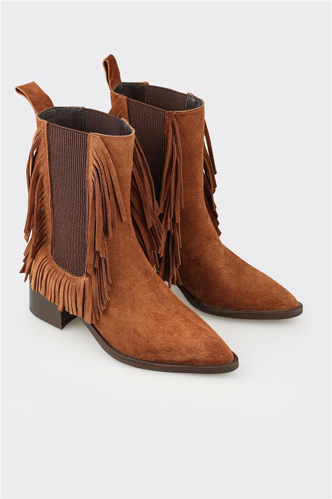 Taba Deri Kadın Klasik Bot