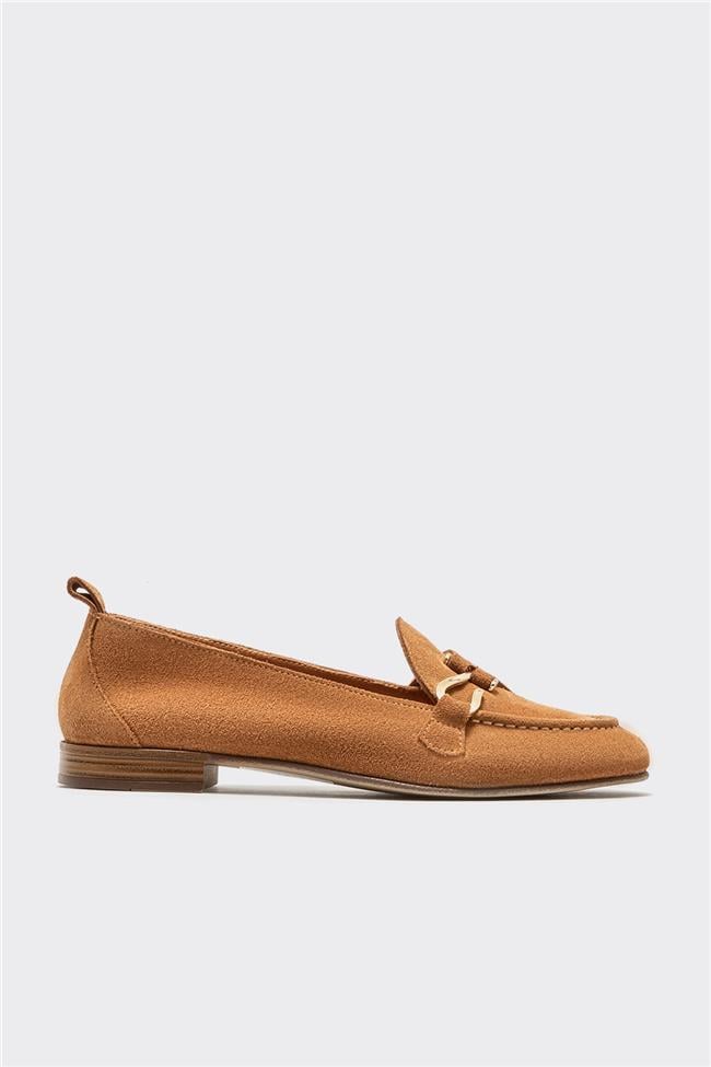 Taba Deri Kadın Loafer