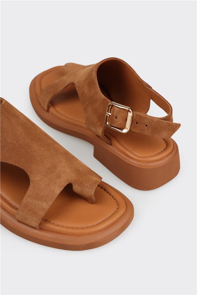 Taba Deri Kadın Parmak Arası Sandalet