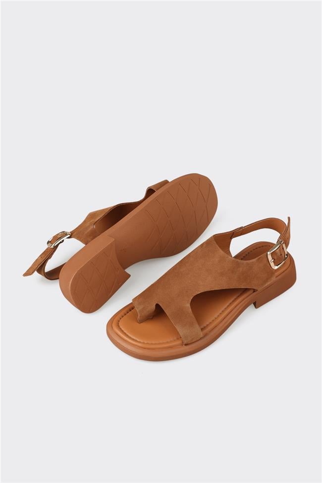 Taba Deri Kadın Parmak Arası Sandalet