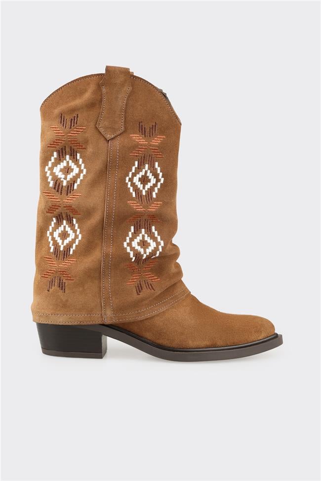 Taba Deri Kadın Western Bot