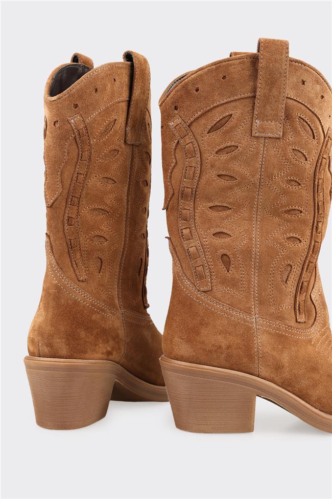 Taba Deri Kadın Western Bot