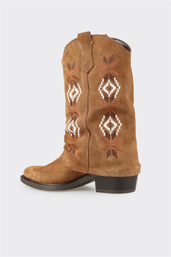 Taba Deri Kadın Western Bot