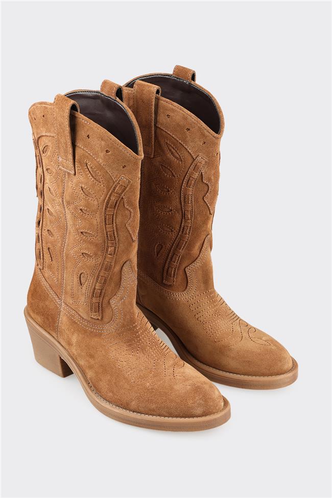 Taba Deri Kadın Western Bot