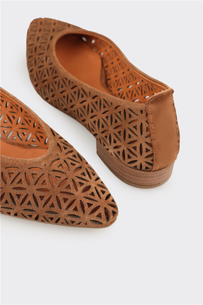 Taba Deri Kadın Klasik Ayakkabı