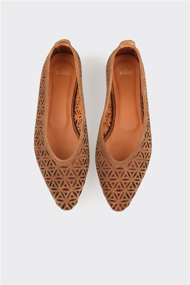 Taba Deri Kadın Klasik Ayakkabı