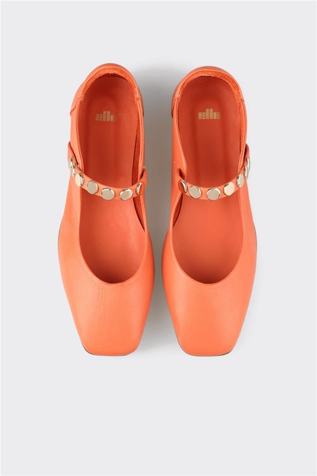Turuncu Deri Kadın Günlük Ayakkabı