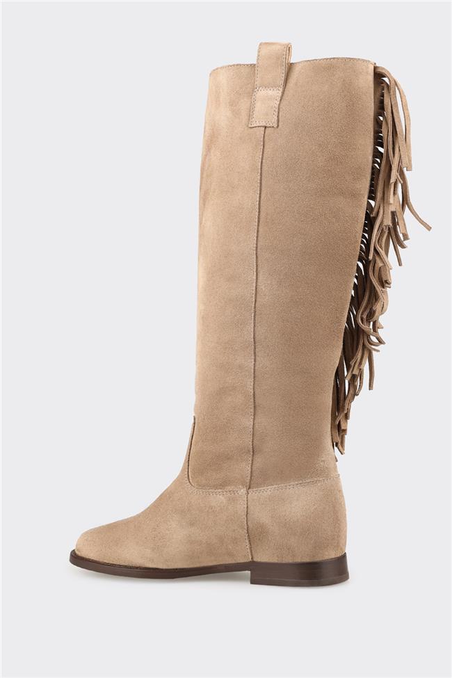 Vizon Deri Kadın Çizme