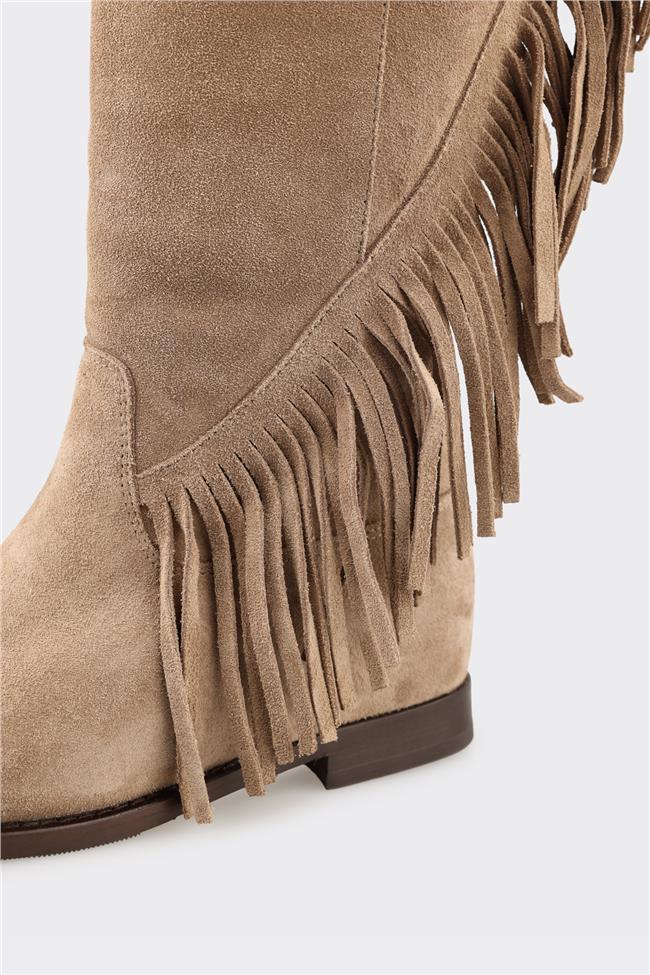 Vizon Deri Kadın Çizme