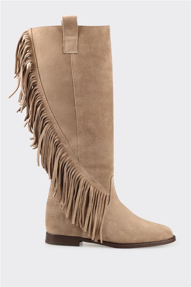 Vizon Deri Kadın Çizme