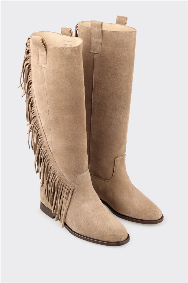 Vizon Deri Kadın Çizme