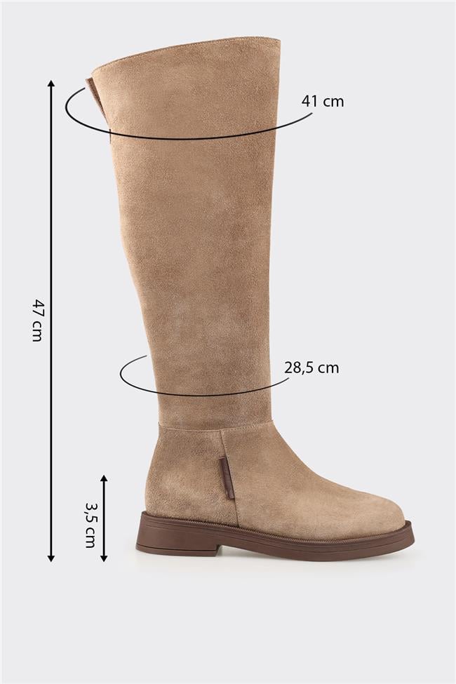 Vizon Deri Kadın Çizme