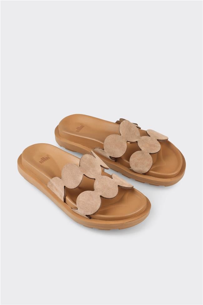 Vizon Deri Kadın Düz Terlik