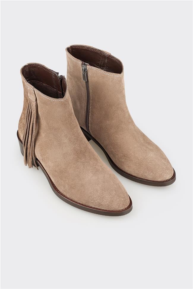 Vizon Deri Kadın Klasik Bot